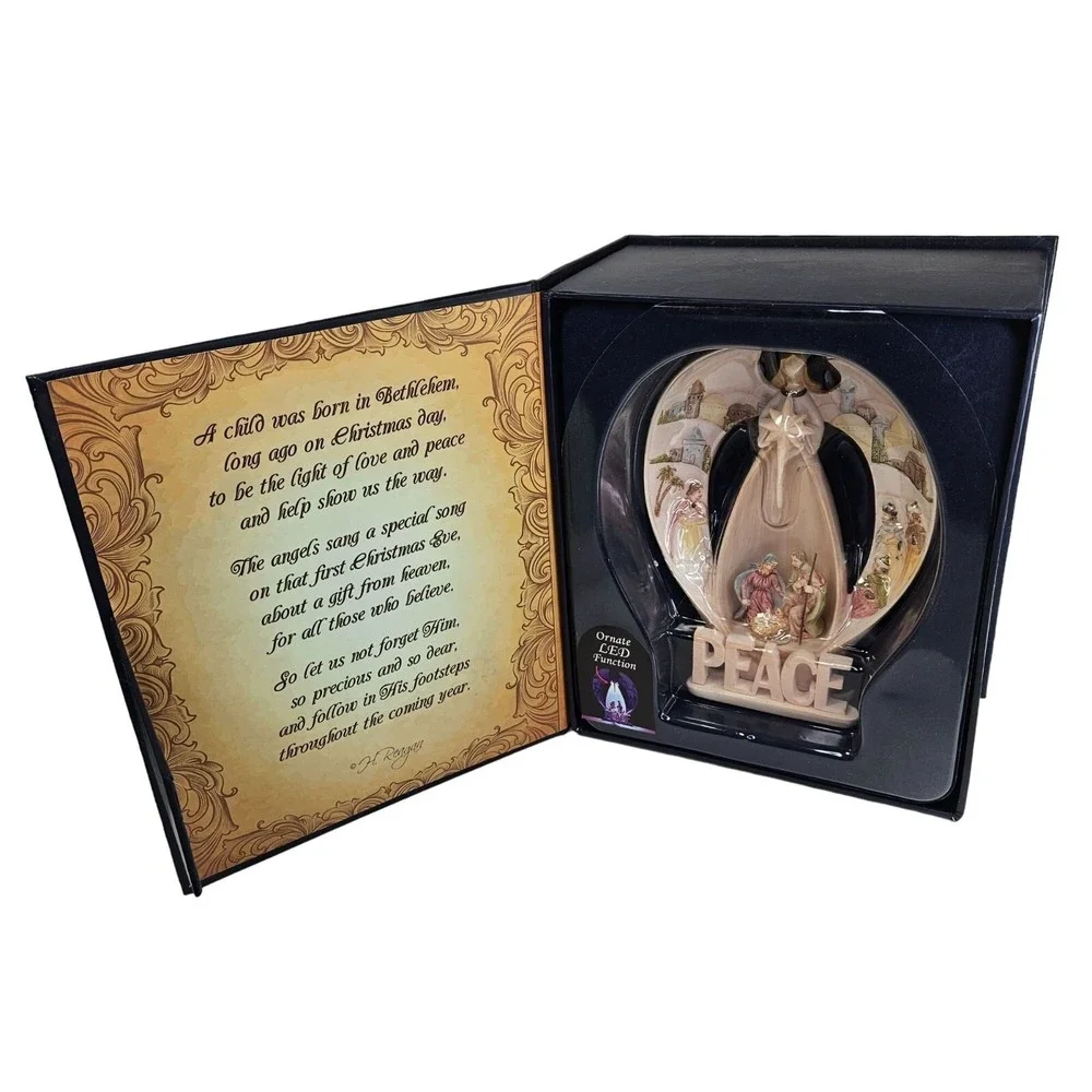 Peace Gift From Heaven LED Christmas Angel And Nativity Scene Lit Box Works READ